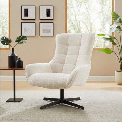 Drehsessel aus Chenille in Beige | VIA X SELECTION