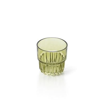 Trinkglas aus facettiertem Glas in Grün 8 cm | VIA X SELECTION