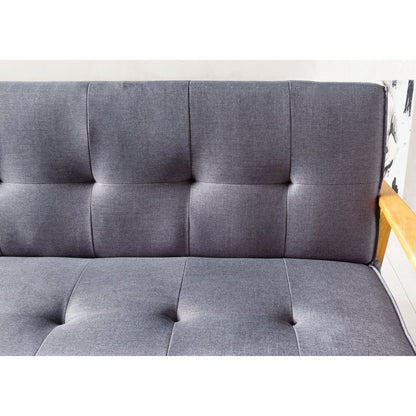Schlafsofa in dunkelgrauem Webstoff mit Holzgestell | VIA X SELECTION