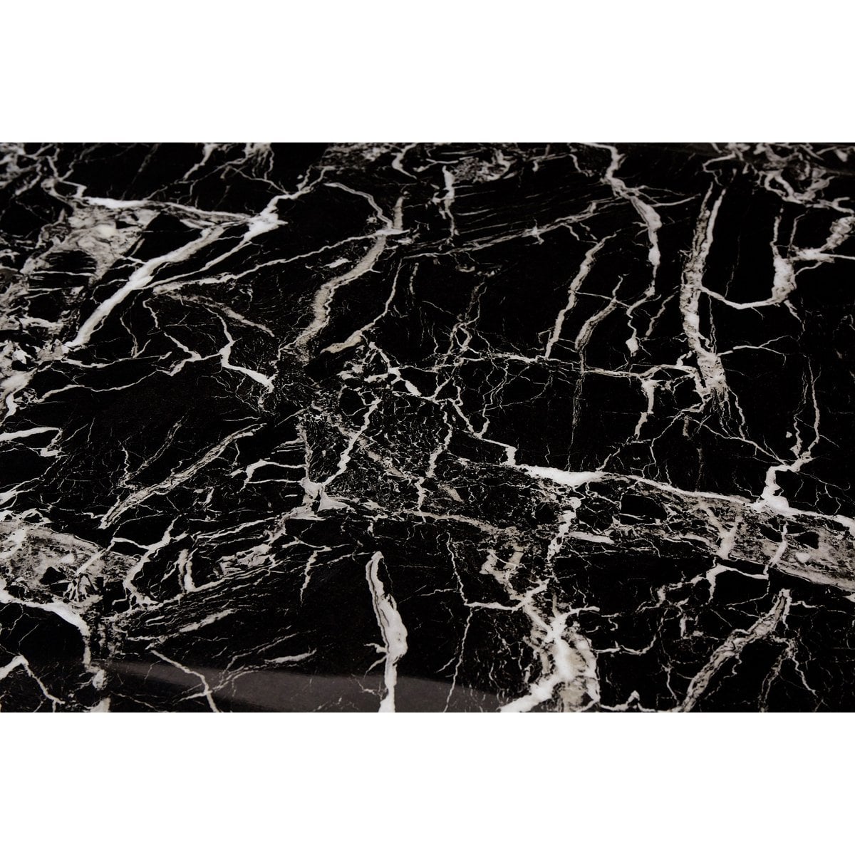 Esstisch mit Glasplatte in Marmoroptik und goldfarbenem Metallgestell, 160 × 90 cm | VIA X SELECTION