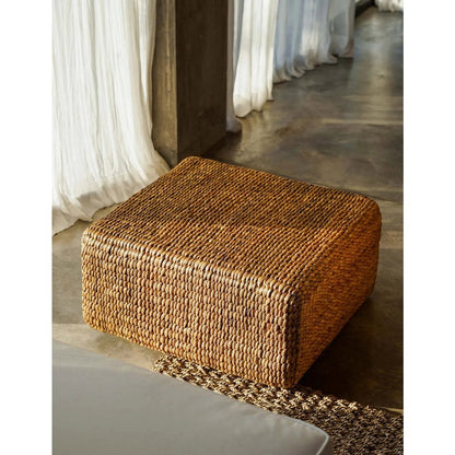 Quadratischer Pouf aus Wasserhyazinthe in Natur | VIA X SELECTION