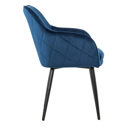 Armlehnstuhl aus Samt blau mit Rautensteppung | VIA X SELECTION