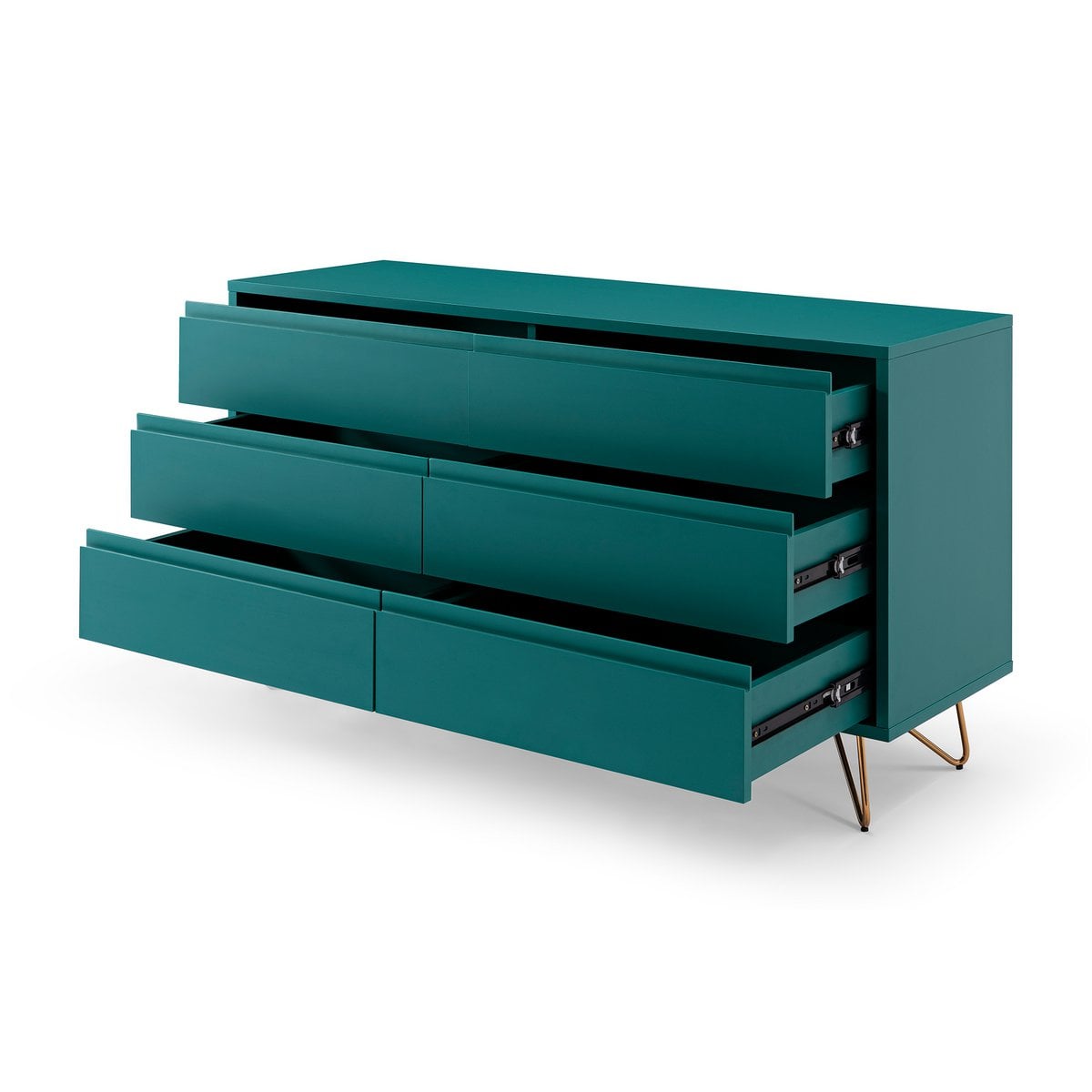 Kommode blau mit 6 Schubladen, 40 × 120 × 70 cm | VIA X SELECTION