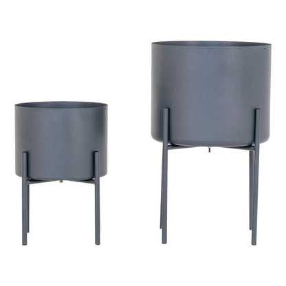 Blumentopf-Set aus Stahl grau 2-teilig | VIA X SELECTION