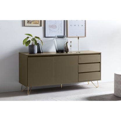 Sideboard grau mit 2 Türen und 3 Schubladen, 40 × 150 × 70 cm | VIA X SELECTION