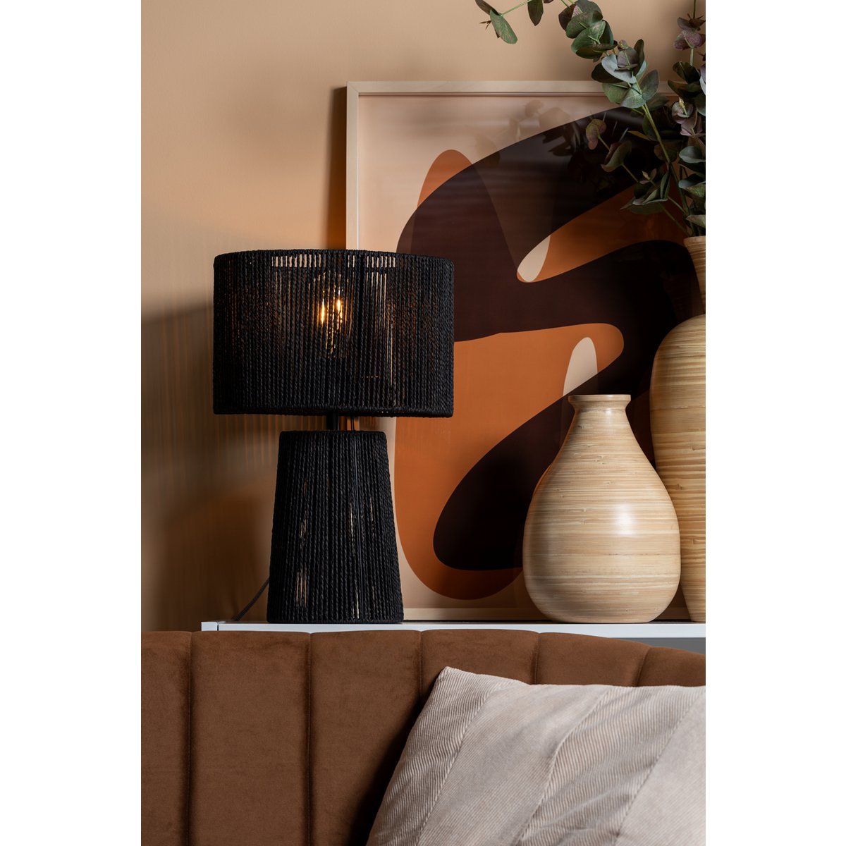 Leitmotiv Forma Pin Tischleuchte aus Jute in Schwarz | VIA X SELECTION