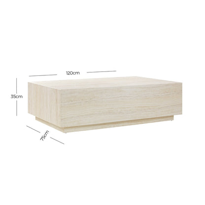 Couchtisch in Travertinoptik, 120 × 75 × 35 cm | VIA X SELECTION