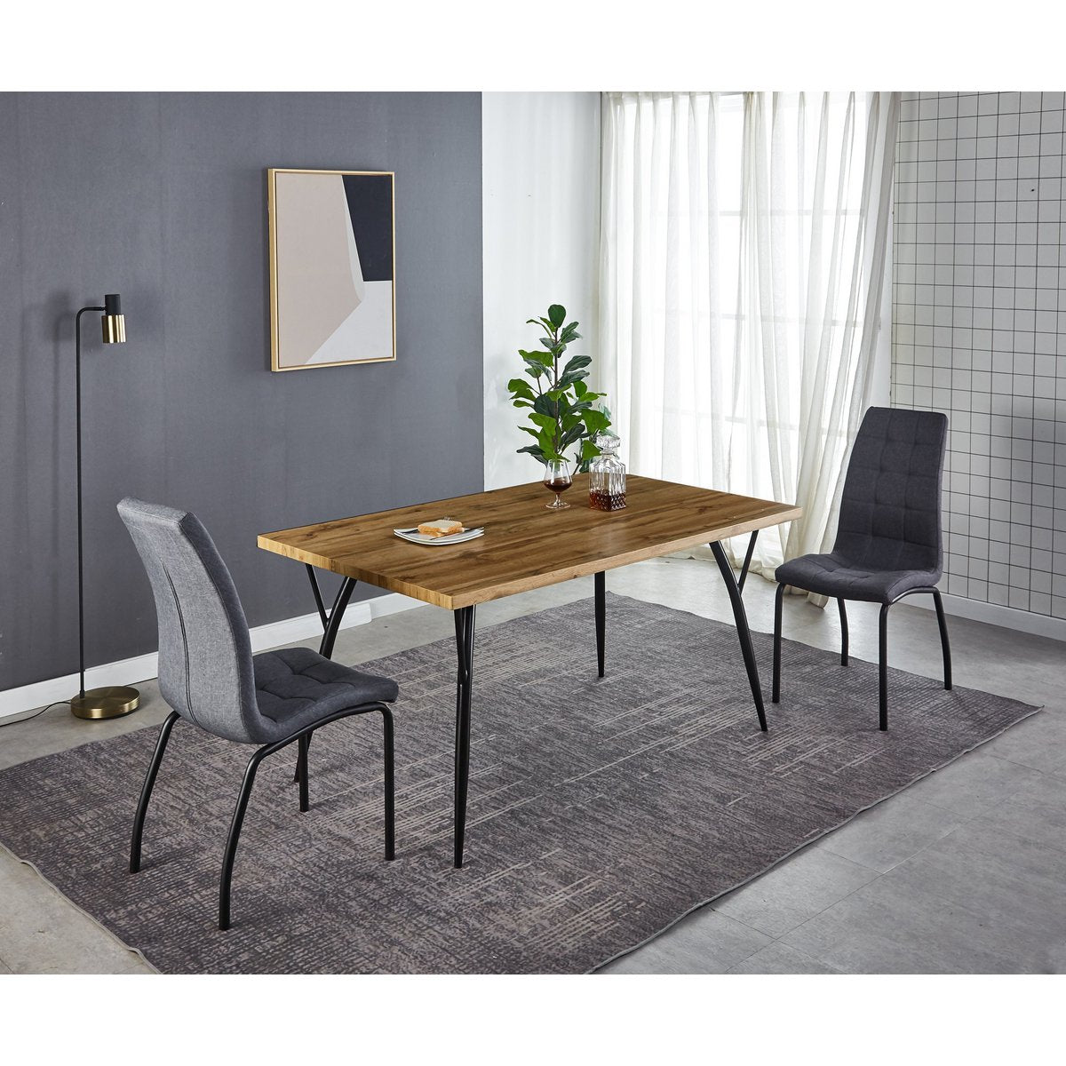 Esstisch in Naturton mit Metallgestell, 150 × 90 cm | VIA X SELECTION