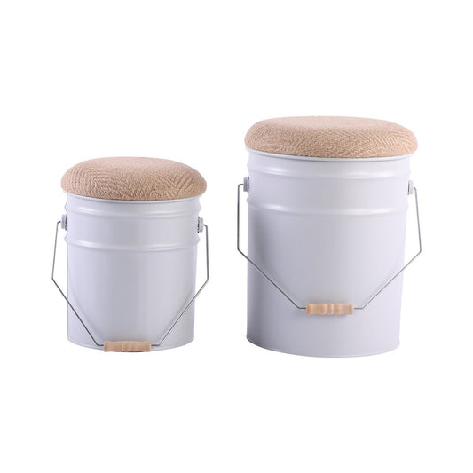 2er-Set Hocker mit Stauraum Weiß | VIA X SELECTION