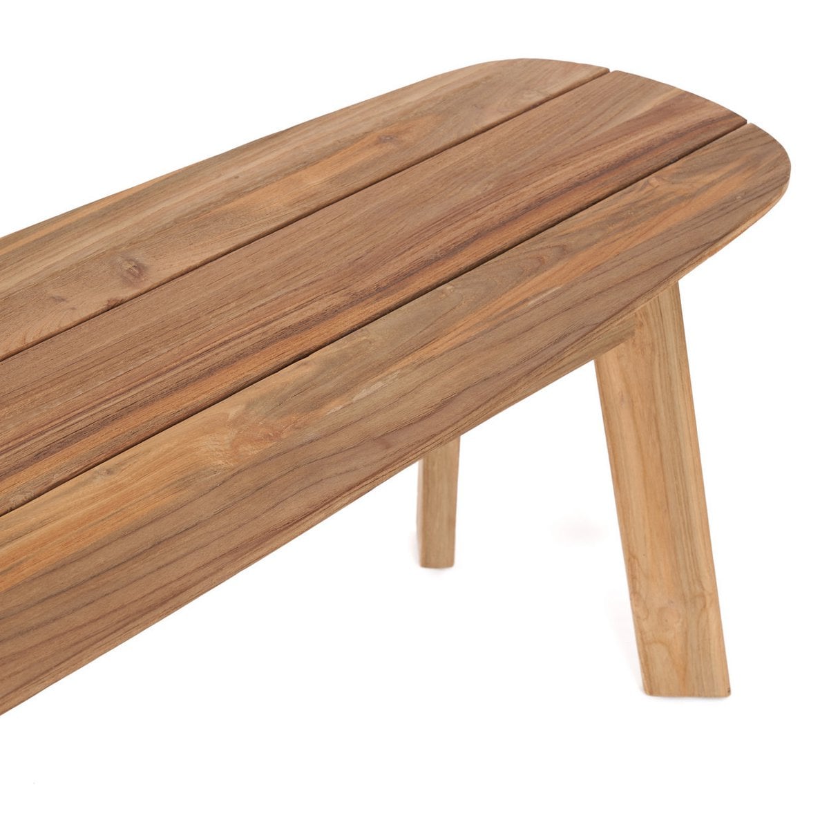 Outdoor-Sitzbank aus recyceltem Teakholz natur mit runder Form | VIA X SELECTION