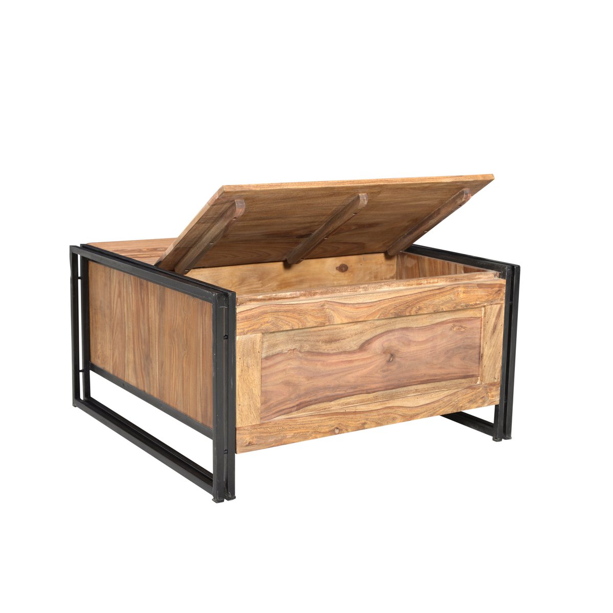 Couchtisch-Truhe aus Holz und Metall mit fünf Schubladen, 90 × 90 × 47 cm | VIA X SELECTION