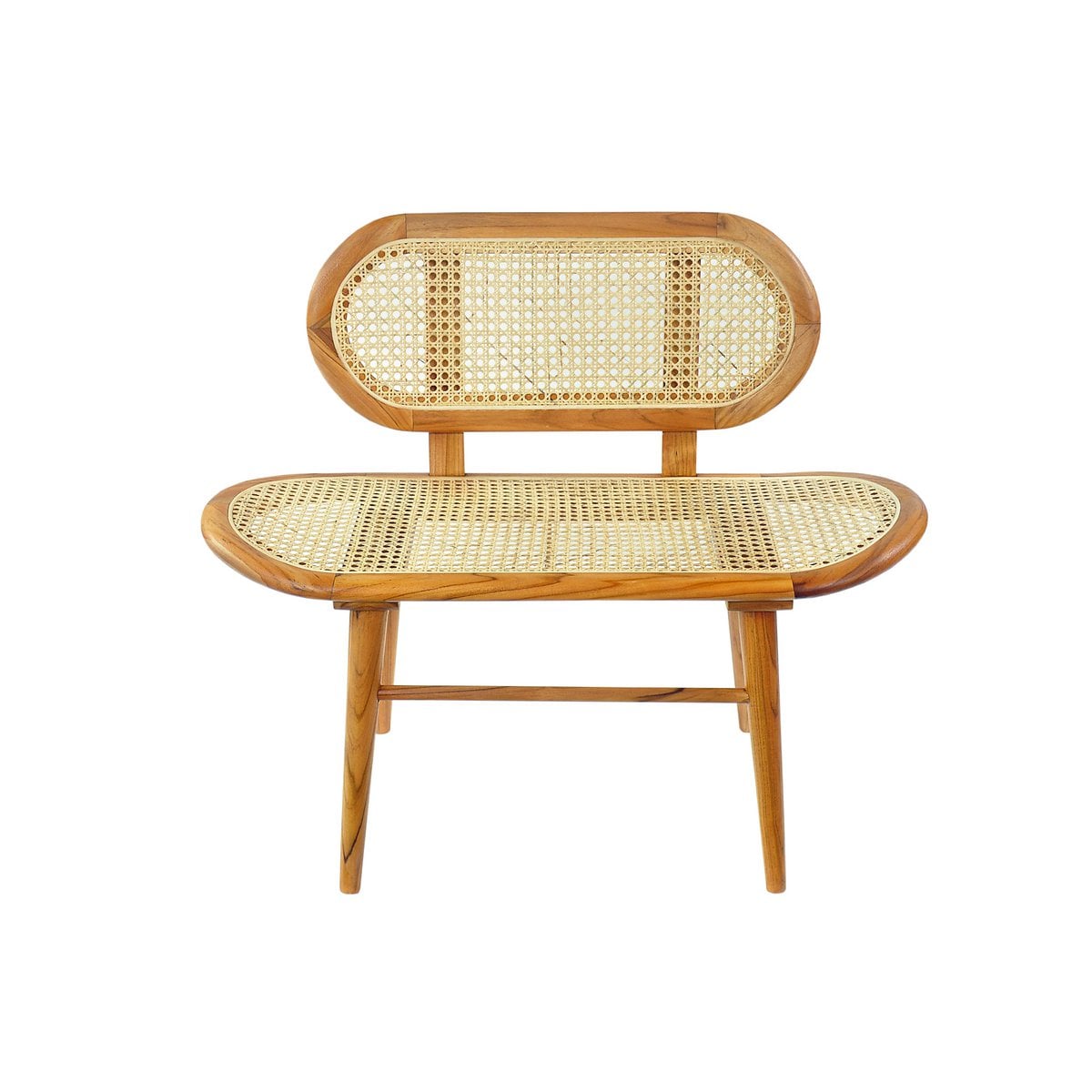 Sitzbank aus Rattan natur 95 cm mit Teakgestell | VIA X SELECTION