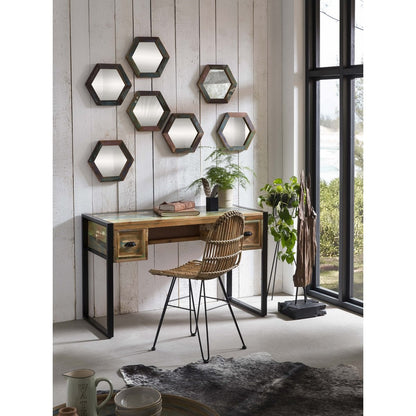 Esszimmerstuhl aus naturbelassenem Rattan mit schwarzem Metallgestell | VIA X SELECTION