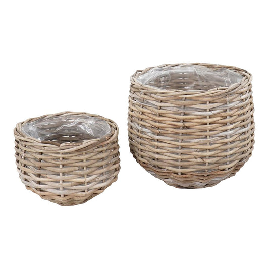 Korb-Set aus Kubu-Rattan, Natur, 2-teilig | VIA X SELECTION