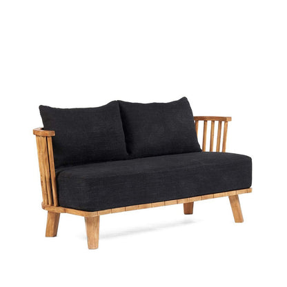 2-Sitzer aus recyceltem Teakholz mit schwarzen Polstern für innen und außen | VIA X SELECTION