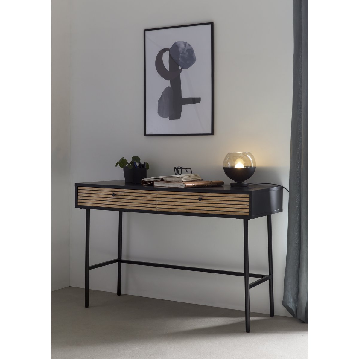 Schreibtisch schwarz mit zwei Schubladen 120 cm | VIA X SELECTION