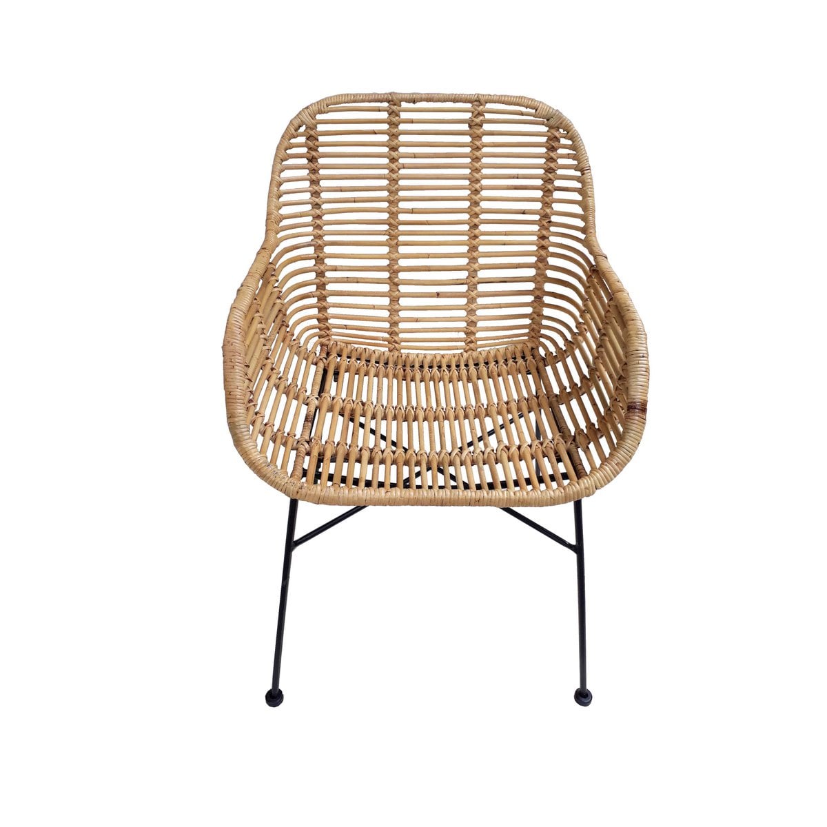 Armlehnstuhl aus Rattan mit schwarzem Metallgestell im 2er-Set | VIA X SELECTION