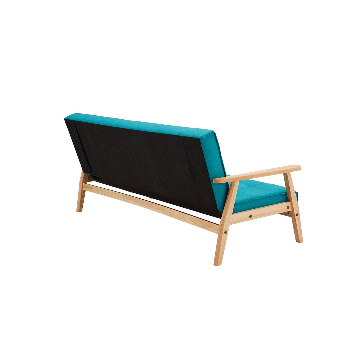 Schlafsofa in petrolfarbenem Strukturstoff mit Holzgestell | VIA X SELECTION