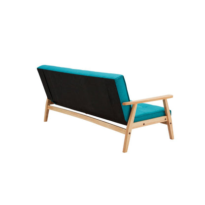 Schlafsofa in petrolfarbenem Strukturstoff mit Holzgestell | VIA X SELECTION