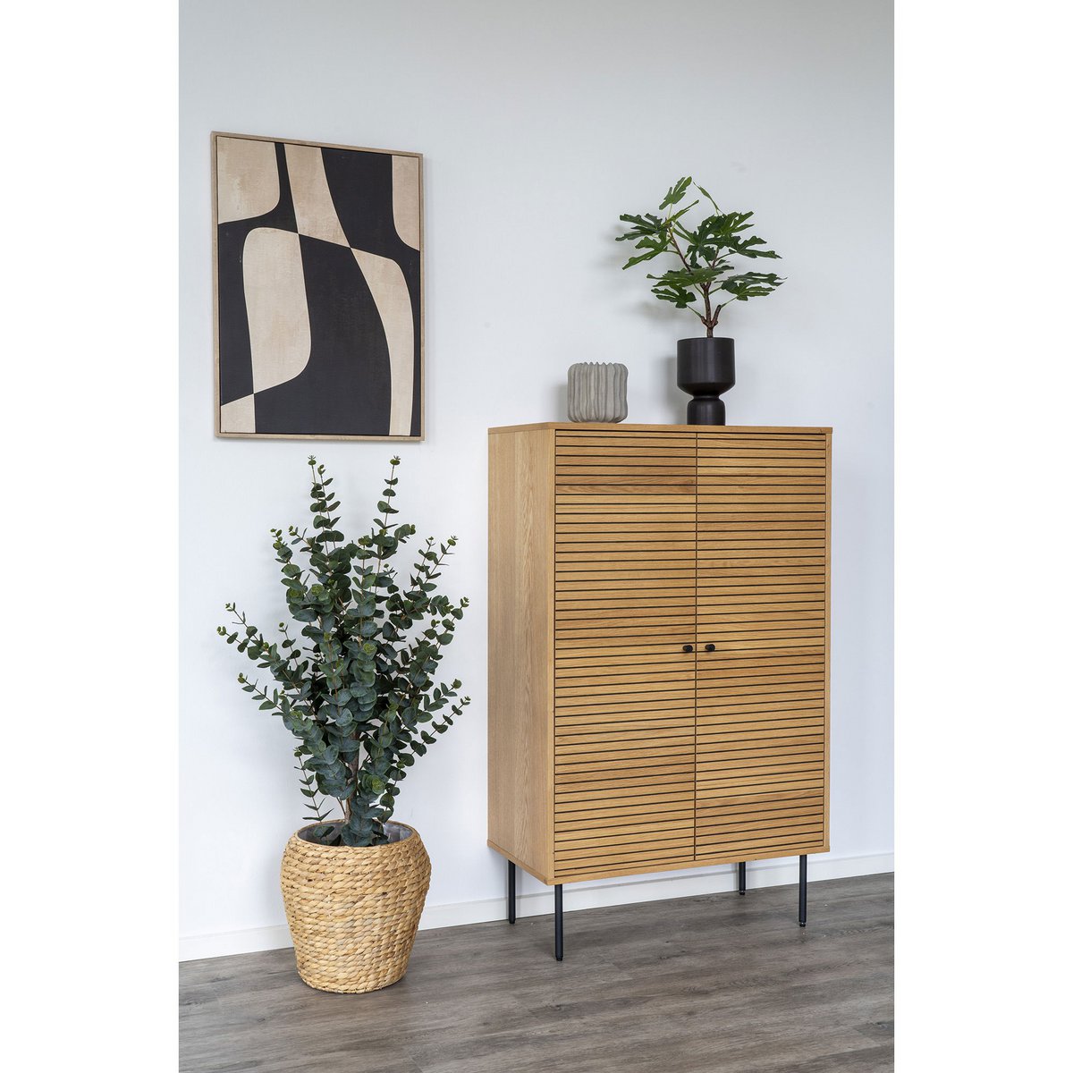 Blumentopf aus Keramik und Beton, Grau, 15,5 × 15,5 × 16 cm | VIA X SELECTION