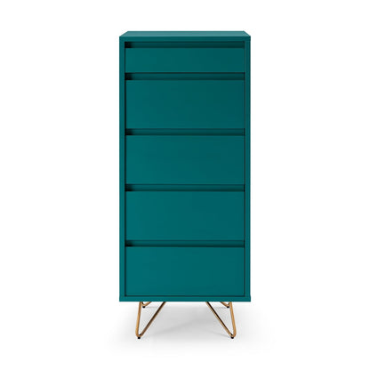 Hochkommode blaugrün mit Spiegelklappe, 40 × 45 × 110 cm | VIA X SELECTION