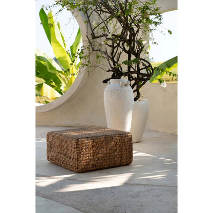 Quadratischer Pouf aus Wasserhyazinthe in Natur | VIA X SELECTION