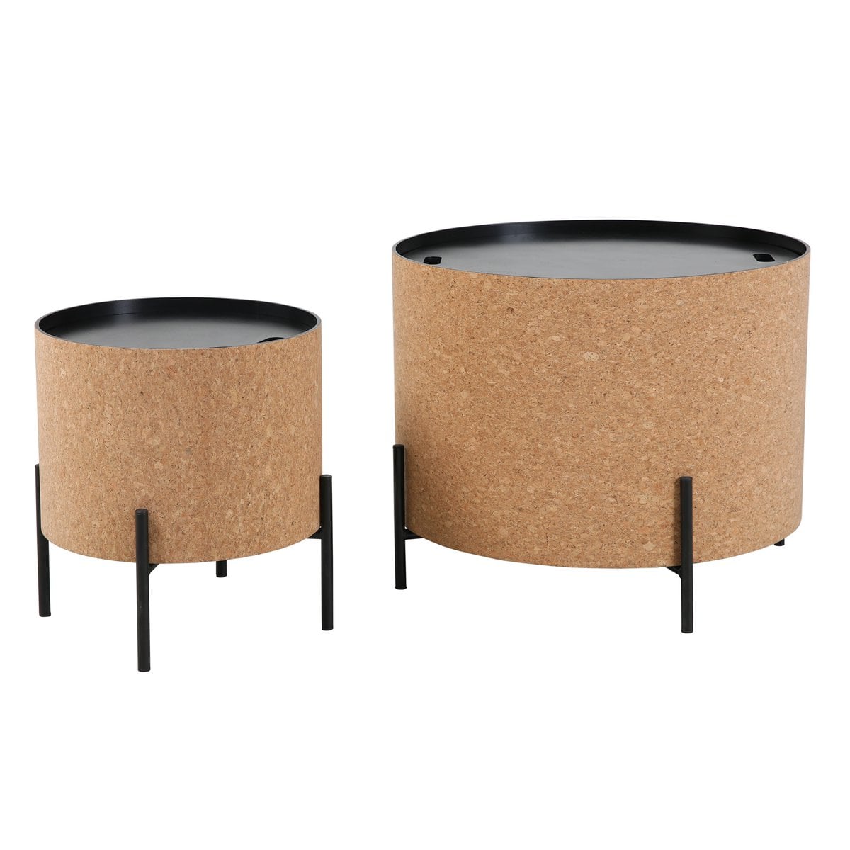 2er-Couchtisch-Set aus Kork und Metall 63 × 63 × 48,5 cm | VIA X SELECTION