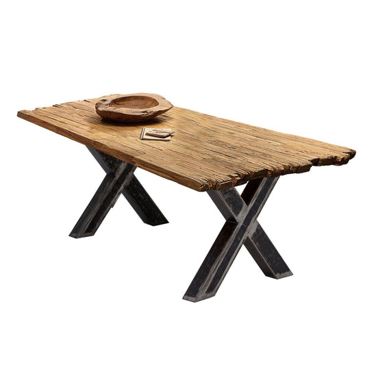 Esstisch recyceltes Teak X-Gestell, 200 × 100 cm | VIA X SELECTION