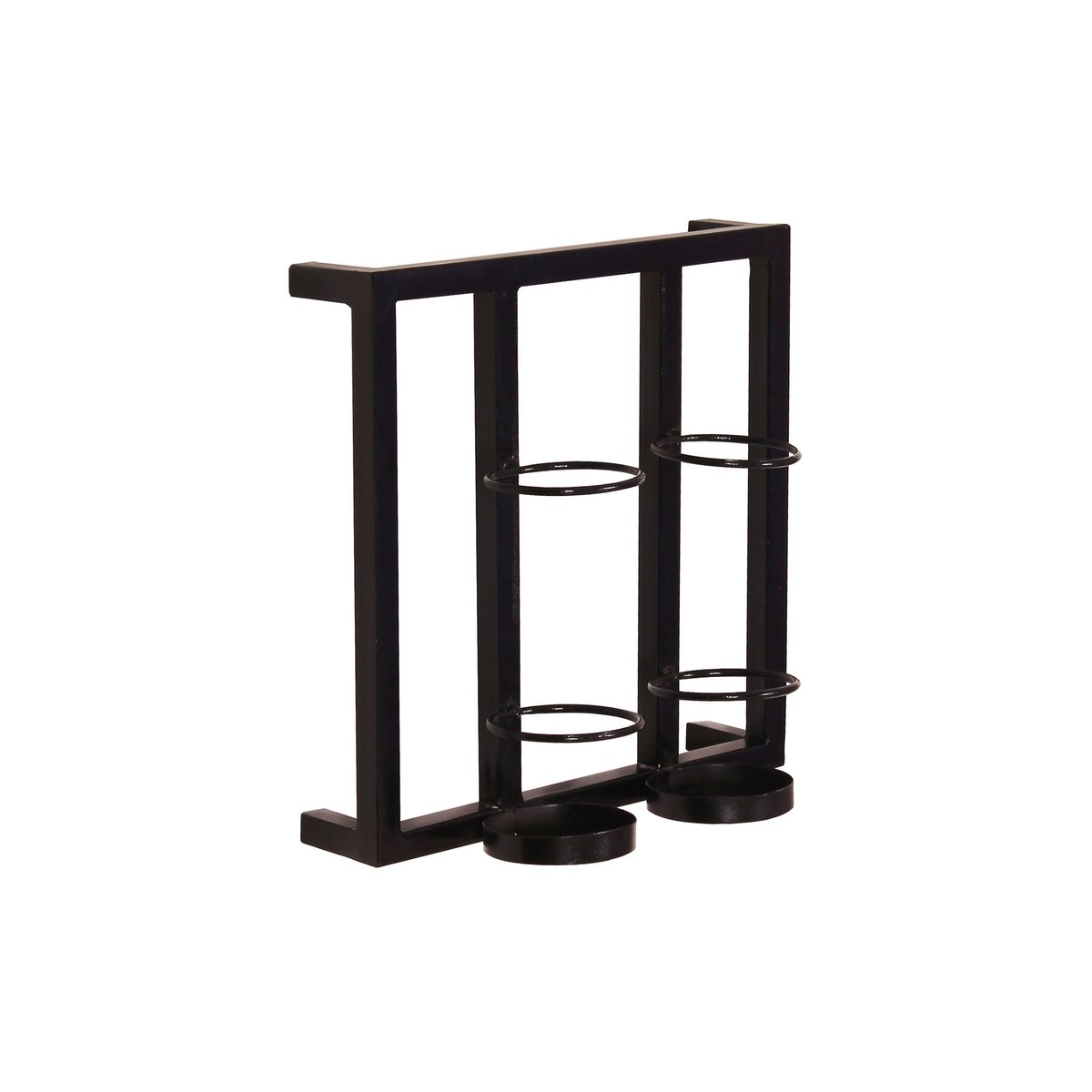 Wand-Weinregal aus schwarzem Metall für 2 Flaschen, 15 × 35 × 35 cm | VIA X SELECTION