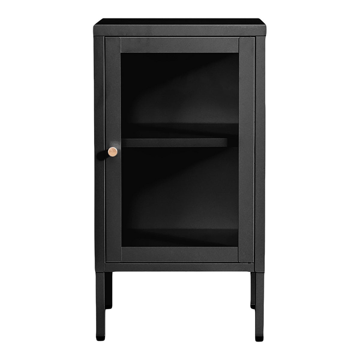 Vitrinenschrank schwarz mit Glasfront, 38 × 35 × 70 cm | VIA X SELECTION
