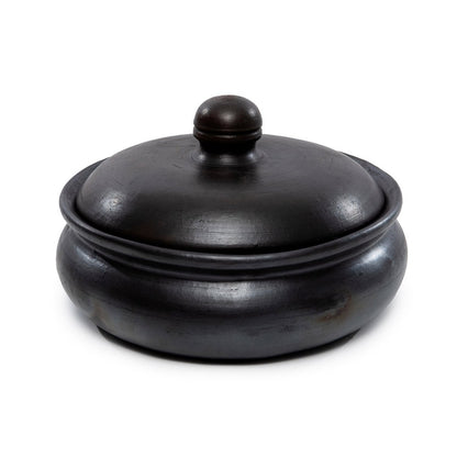 Serviertopf aus schwarzer Terrakotta mit Deckel | VIA X SELECTION