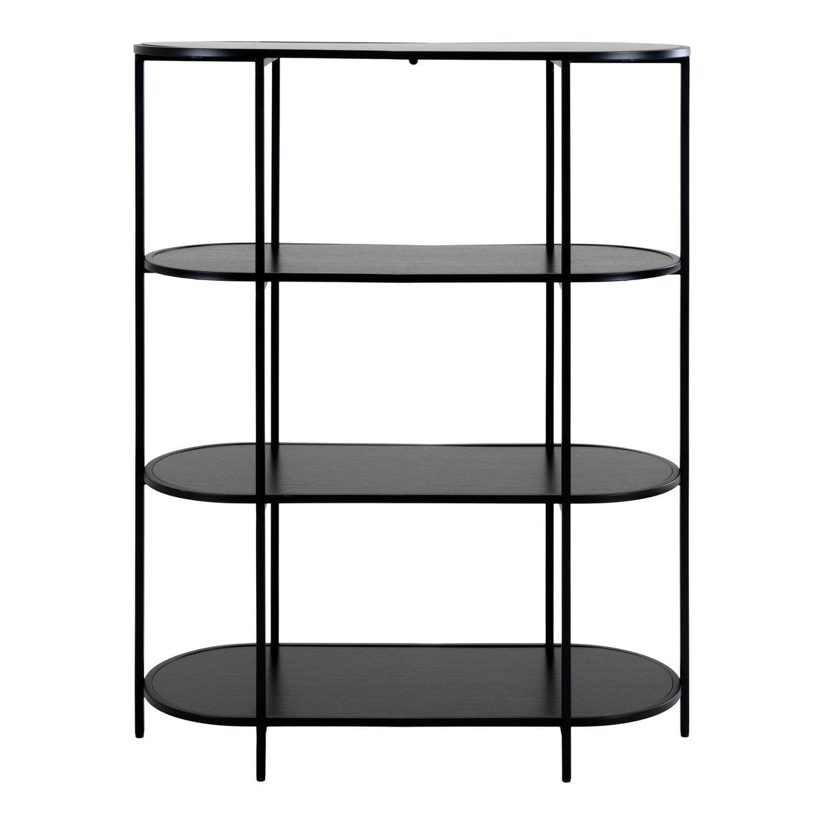 Regal mit 4 ovalen Ablagen schwarz, 85 × 36 × 111 cm | VIA X SELECTION