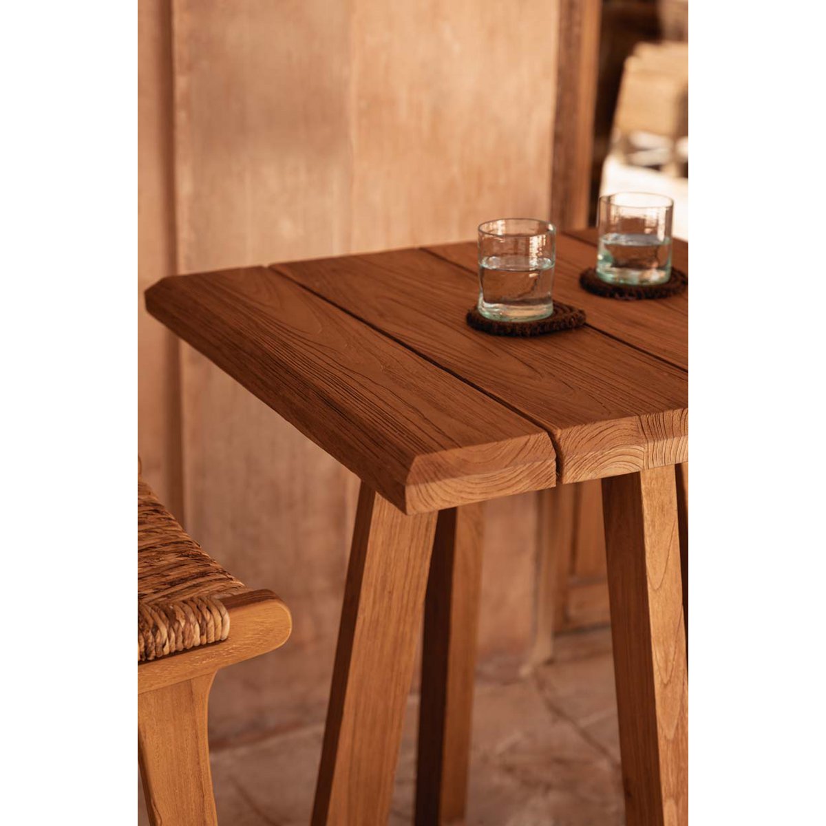 Bartisch recyceltes Teakholz quadratisch, 70 × 70 × 100 cm | VIA X SELECTION