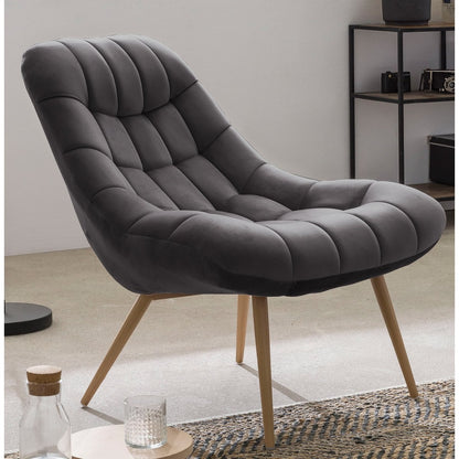 Loungesessel aus Samt grau mit XXL-Sitzfläche | VIA X SELECTION