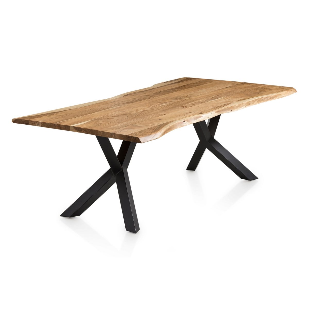 Esstisch Akazienholz Naturkante Y-Metallgestell, 200 × 100 cm | VIA X SELECTION