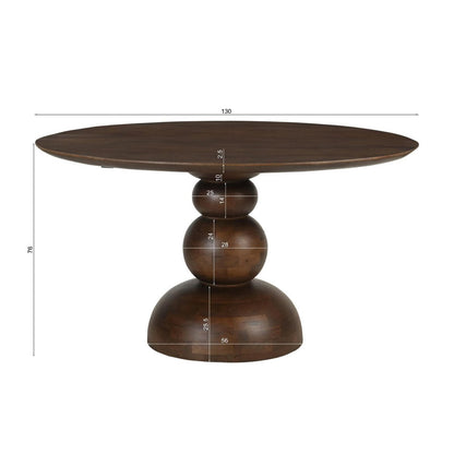 Runder Esstisch Mangoholz geometrischer Mittelfuß 130 cm | VIA X SELECTION
