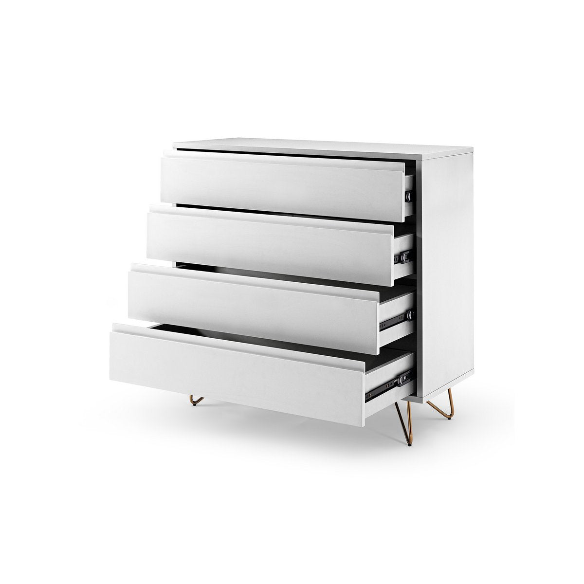 Kommode weiß mit 4 Schubladen, 40 × 90 × 90 cm | VIA X SELECTION