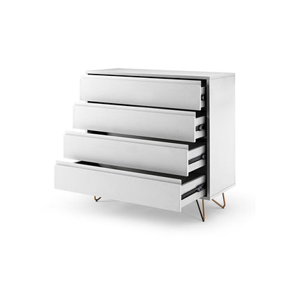 Kommode weiß mit 4 Schubladen, 40 × 90 × 90 cm | VIA X SELECTION