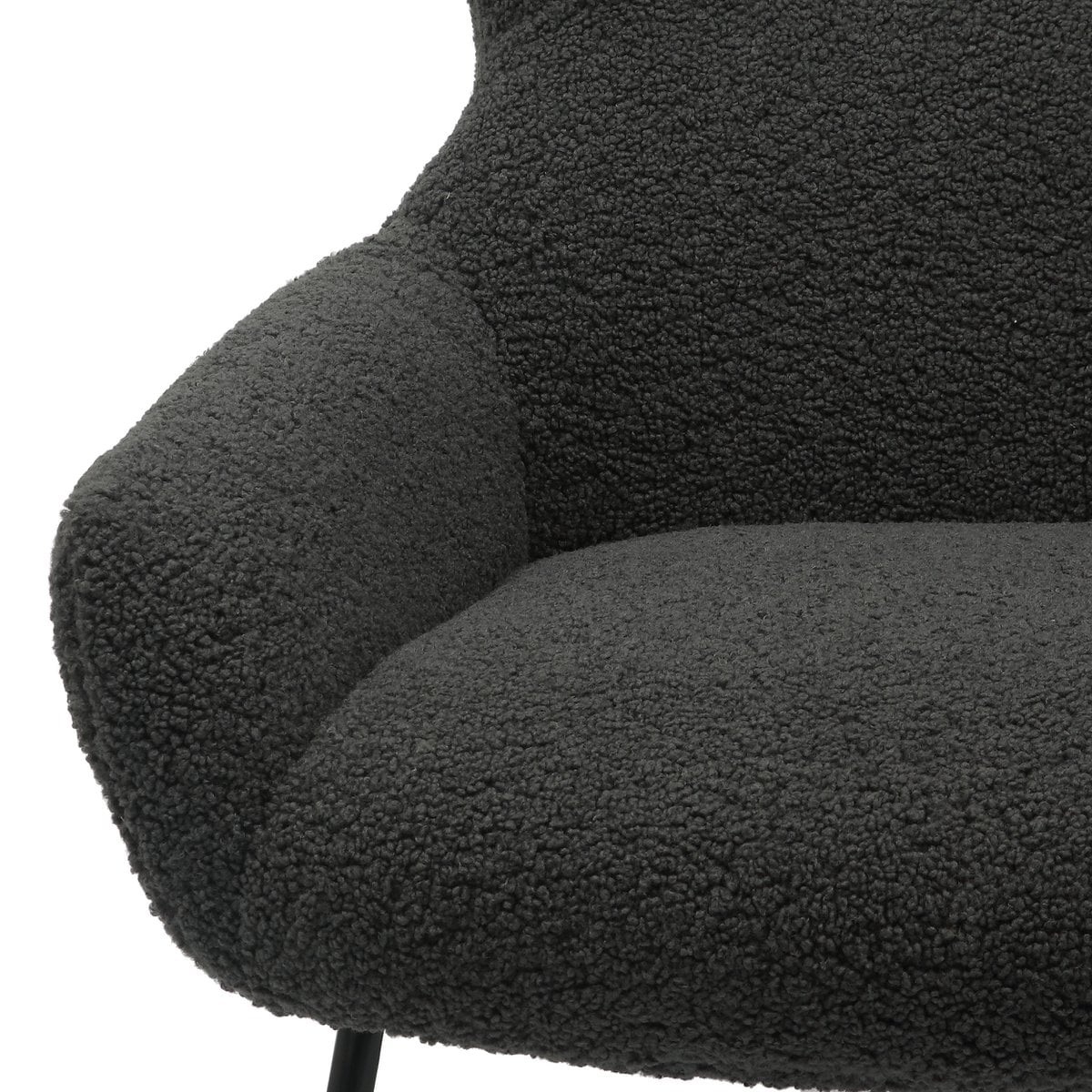 Sessel mit Hocker in Teddyfell-Optik anthrazit | VIA X SELECTION