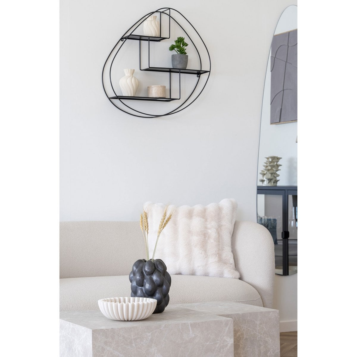 Wandregal mit 3 Ablagen schwarz, 60 × 12 × 60 cm | VIA X SELECTION