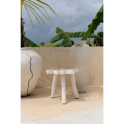 Beistelltisch in organischer Form Natur-Weiß, 45 × 45 × 40 cm | VIA X SELECTION