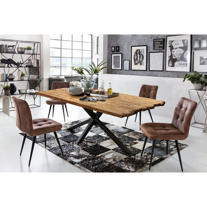 Esstisch recyceltes Teakholz schwarzes Metallgestell, 200 × 100 cm | VIA X SELECTION