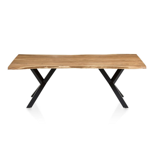 Esstisch Akazienholz Naturkante Y-Metallgestell, 200 × 100 cm | VIA X SELECTION
