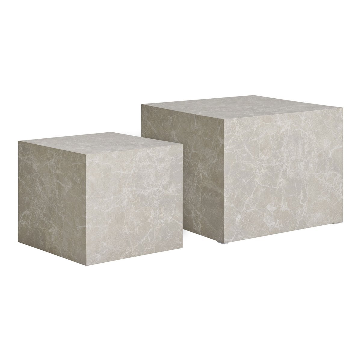 2er-Couchtisch-Set in Marmoroptik, 50 × 50 × 42 cm | VIA X SELECTION