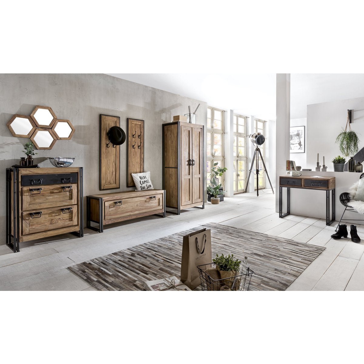 Schuhschrank im Factory-Look, 40 × 80 × 96 cm | VIA X SELECTION