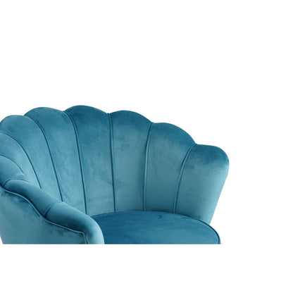 Muschelsessel aus Samt blau mit goldfarbenem Gestell | VIA X SELECTION