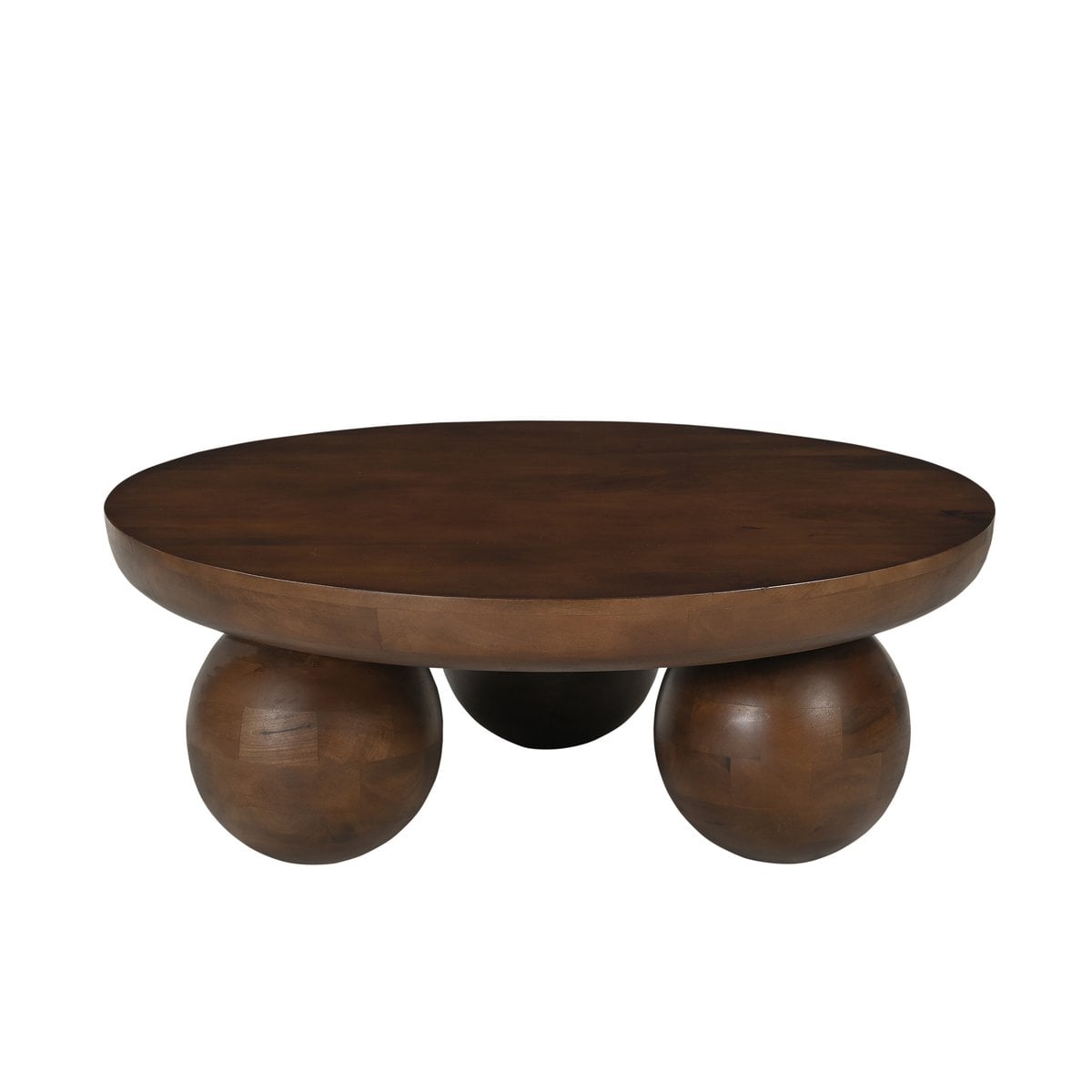 Runder Couchtisch aus Mangoholz mit Kugelfüßen, Ø, 90 × 30 cm | VIA X SELECTION