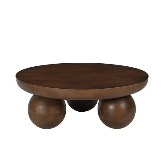 Runder Couchtisch aus Mangoholz mit Kugelfüßen, Ø, 90 × 30 cm | VIA X SELECTION