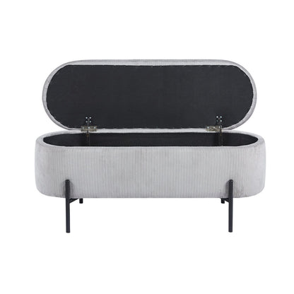Bettbank aus Cord hellgrau 110 cm mit Stauraum | VIA X SELECTION