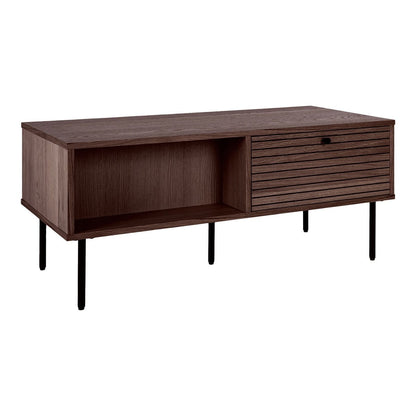 Couchtisch aus geräuchertem Eichenfurnier mit zwei Schubladen, 100 × 50 × 45 cm | VIA X SELECTION